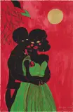 Chris Ofili, Afro Lunar Lovers I, 2003, Giclée print in colors, with embossing and gold leaf, on wove paper, the full sheet,
