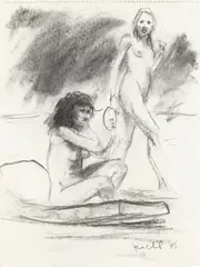 Untitled (Beach Scene) by Eric Fischl, 1986, Charcoal drawing, on wove paper (perforated upper edge),, sold Apr 2016