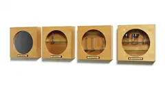 A-Z Cabinets by Andrea Zittel, 1994, The complete set of four cabinets, comprised of wood, glass, mirror, metal hinges, labeled on the front and containing g, offered Apr 2016