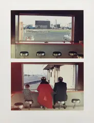 Dan Graham, View Interior, New Highway Restaurant, Jersey City, NJ (diptych), 1967, Two color coupler prints, mounted on one sheet of museum board (as issued), with full margins,