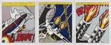 Roy Lichtenstein, As I Opened Fire Poster (triptych), 1966-91, The complete set of three offset lithographs in colors, on wove paper, with full margins,