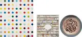 Damien Hirst, Pharmacy; Home Sweet Home; and Opium, 1992 and 1996, Three works, including one offset lithograph in colors, one screenprint in colors, and one gloss-finish Lamda print in colors, on 4-ply board with cut-out, porcelain plate, and Fujicolor Professional paper respectively, the full sheets,