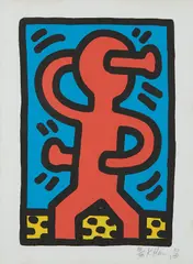 Untitled, from Untitled by Keith Haring, 1987, Screenprint in colors, on wove paper, with full margins,, sold Apr 2016