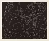 Peintre dessinant et modèle nu au chapeau (Painter Drawing a Nude Woman in a Hat) by Pablo Picasso, 1965, Linocut, on Arches paper, with full margins, offered Oct 2016