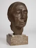 Käthe Kollwitz, Selbstbildnis (Self-Portrait), model conceived 1926-36, cast from 1937-39, Bronze with dull brown patina and shell limestone base