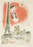 Marc Chagall, Le rêve de Paris (The Dream of Paris), 1969-70, Lithograph in colors, on Arches paper, with full margins