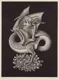 M. C. Escher, Dragon, 1952, Wood-engraving, on Japanese paper, with full margins