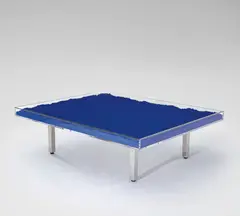 Table Bleue by Yves Klein, 1961, IKB pigment, glass, Plexiglas and chrome-plated metal, sold Oct 2016