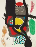 Le Caissier (The Cashier) by Joan Miró, 1969, Etching and aquatint in colors with carborundum, on Mandeure rag paper, the full sheet, sold Oct 2016