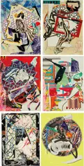 Frank Stella, Waves I, 1985-89, The complete set of six screenprints with lithograph and linocut in colors with hand-coloring, marbling and collage, on T.H. Saunders and Somerset paper, the full sheet