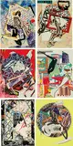 Frank Stella, Waves I, 1985-89, The complete set of six screenprints with lithograph and linocut in colors with hand-coloring, marbling and collage, on T.H. Saunders and Somerset paper, the full sheet