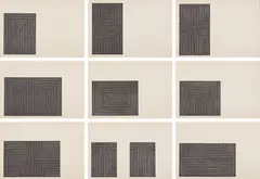 Black Series I by Frank Stella, 1967, The complete set of nine lithographs, on J. Barcham Green paper, with full margins, contained in the original black port, sold Oct 2016