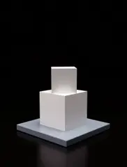 Sol LeWitt, Cube on a Cube, 2005, Sculpture comprised of shaped solid slabs of syntactic polyurethane and painted in lacquer