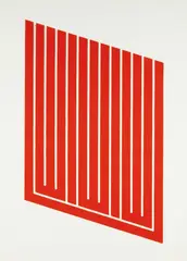 Untitled by Donald Judd, 1961-69, Woodcut in cadmium red, on cartridge paper, with full margins, sold Oct 2016