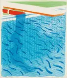 David Hockney, Pool Made with Paper and Blue Ink for Book, 1980, Lithograph in colors, on Arches Cover paper, the full sheet