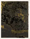 El Anatsui, Untitled (Black Edge with Pearl), 2013, Screenprint in colors with hand-stenciling, on black Rives BFK paper, the full sheet,