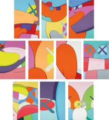 No Reply by Kaws, 2015, The complete set of 10 screenprints in colors, on wove paper, the full sheets, contained in the original blue fabric-cov, offered Oct 2016