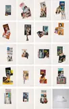 Richard Prince, Good Nurse, 2007, The complete set of 19 collages with offset lithograph in colors, with hand-painting and hand-cutting, on wove paper, with full margins, including a starched white nurse cap selected by the artist, with the original natural wood vitrine with drawer and UV-Plexiglas top
