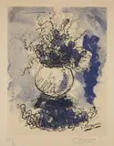 Georges Braque, Bouquet. Fleurs à l'aquarelle, 1957, Lithograph in colors, on Arches paper, with full margins