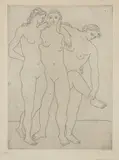 Pablo Picasso, Les trois baigneuses III (Three Bathers III), 1923, Etching printed with tone, on wove paper, with full margins (folded back)