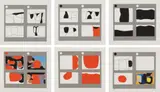 Alberto Burri, Lettere, 1969, The complete set of six screenprints in colors, on C.M. Fabriano paper, with full margins, including justification page, contained in the original matching paper portfolio sleeve