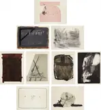 Album St. Gallen: nine plates by Antoni Tàpies, 1965, Nine lithographs in colors, on Rives BFK paper, with full margins, title page, all contained in the original heavy paper, sold Oct 2016