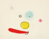 Le bijou (The Jewel) by Joan Miró, 1966, Etching, aquatint, carborundum in colors with embossing, on Mandeure rag paper, with full margins, sold Oct 2016