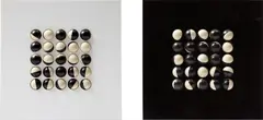 Paul Talman, Objekt, 1964, Two-sided black and white Plexiglas with inset painted ping pong balls