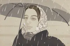 Gray Umbrella by Alex Katz, 1979, Lithograph in colors, on Arches paper, the full sheet, sold Oct 2016