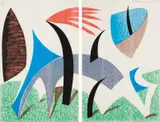 David Hockney, Diptychon, 1989, Photocopy in colors, on two sheets of laid paper, the full sheets