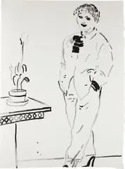 Celia Amused by David Hockney, 1979, Lithograph, on Japanese Toyoshi 80 paper, the full sheet, sold Oct 2016