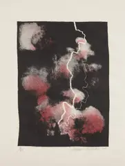 Smaller Study of Lightning by David Hockney, 1973, Lithograph in colors, on Moulin du Verger du Puymoyen handmade paper, with full margins, offered Oct 2016