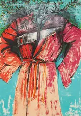 Atheism by Jim Dine, 1986, Lithograph in colors with hand-coloring, on Arches Cover paper, the full sheet, offered Oct 2016