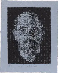 Chuck Close, Self-Portrait, 1999, Relief print with embossment, on handmade gray paper, with full margins