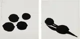 Donald Sultan, Lemon and Tulip; and Lemons and an Egg, 1985, Two ink drawings, on Arches Paper