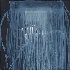 Pat Steir, Waterfall Blue, 1997, Lithograph in colors with hand coloring, on Arches Cover paper, the full sheet