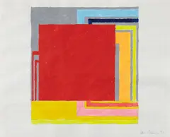 Untitled by Peter Halley, 1991, Mixed media painting in colors, on graph paper, sold Oct 2016