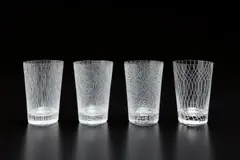 Sol LeWitt, Tumblers, 2003, The full set of four mouth-blown, hand engraved crystal tumblers
