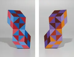 Stèle by Victor Vasarely, circa 1988, Wood multiple hand-painted in colors,, sold Oct 2016