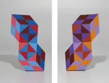 Victor Vasarely, Stèle, circa 1988, Wood multiple hand-painted in colors,