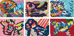 Six abstract prints by Karel Appel, circa 1978, Six lithographs in colors, on Arches, Somerset or wove paper, the full sheets, sold Oct 2016