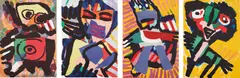 Four figural prints by Karel Appel, circa 1973, Four lithographs in colors, on Somerset paper, the full sheets, sold Oct 2016