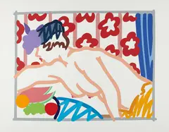 Judy Reaching Over Table by Tom Wesselmann, 1997, Screenprint in colors, on Coventry Rag paper, with full margins, sold Oct 2016