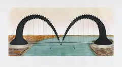 Claes Oldenburg, Screwarch Bridge (state III), 1981, Aquatint, etching and monoprint in colors, on Arches paper, with full margins