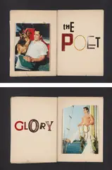 Jack Pierson, The Poet; and Glory, 2011, Two screenprints with collage in colors, on black archival digital fine art paper, with full margins