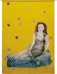 Sitting with a Snake by Kiki Smith, 2007, Digital acid-based Inkjet dye print in colors, on silk charmeuse, offered Oct 2016