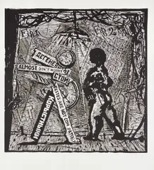 Almost Don't Worry by William Kentridge, 2010, Linocut with hand-painting, on Hahnemüle paper, with full margins, offered Oct 2016