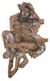 Caledonia Curry & Swoon, Monica, 2010, Linocut with hand-coloring, on paper mounted to shaped wood