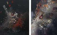 Ori Gersht, Time After Time: Untitled 11; and Untitled 21, 2006-07, Two chromogenic prints, one mounted to Dibond, one to aluminum, the full sheets
