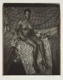 Mickalene Thomas, Portrait of Marie Sitting in Black and White, 2012, Photogravure, on Chine-collé to wove paper, with full margins